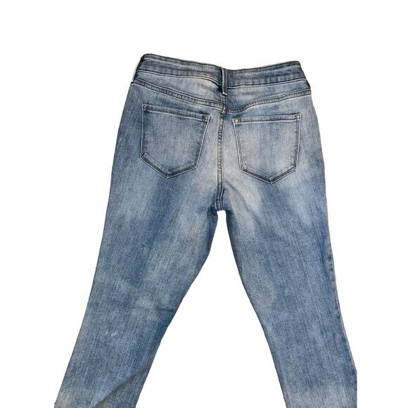 Old Navy Pop Icon Skinny High Rise Pockets Frayed Blue Denim Jeans Sz 4 Long - Picture 9 of 10